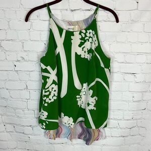 Anthropologie Porridge Top Womens Size  XS Green White Floral Sleeveless Blouse